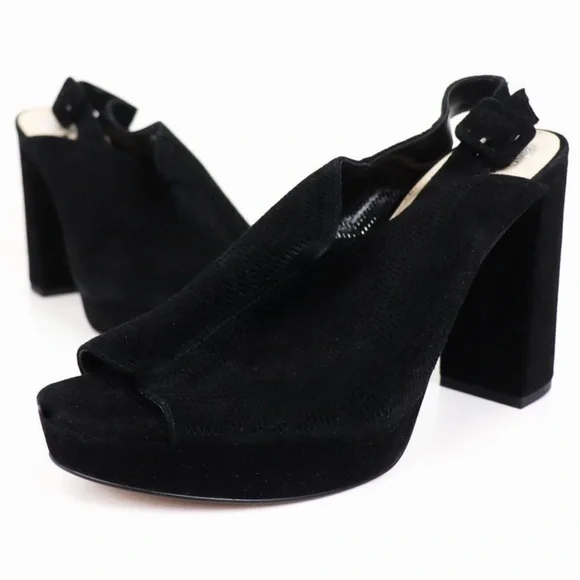 Vince Camuto size 10 black suede platform heels peep toe ,style is Jenseya