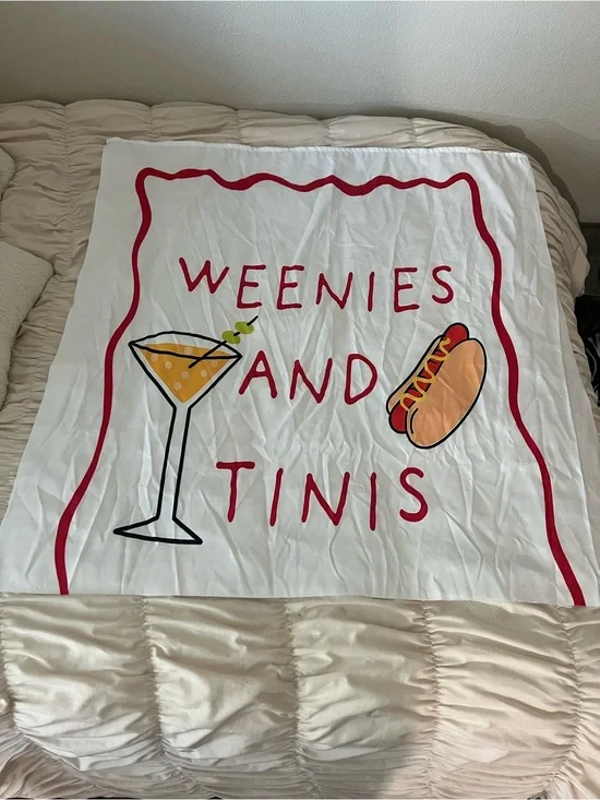 Weenies and Tinis Graphic party Banner White with Red Accents