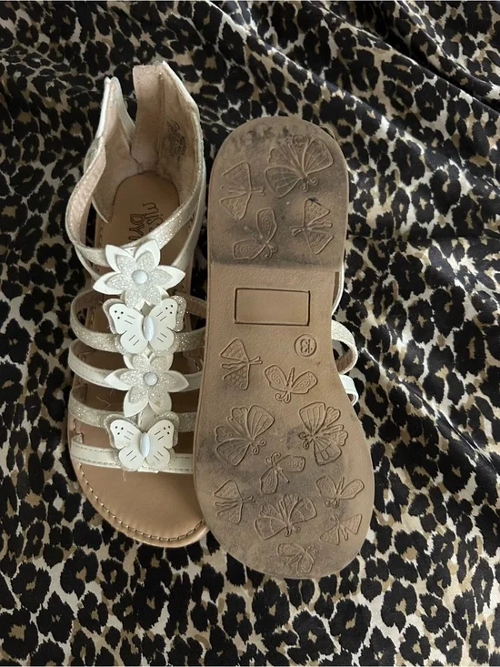 Girls' White Floral Butterfly Gladiator Sandals