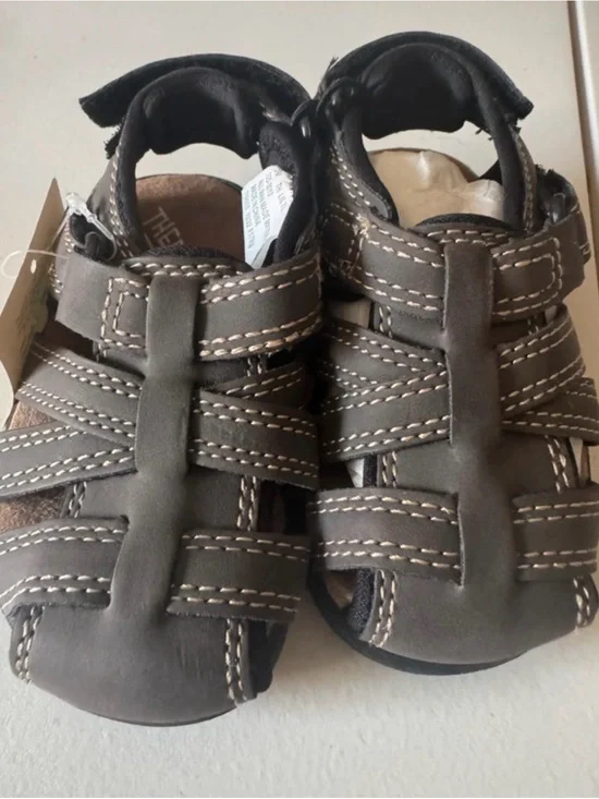 Children's Brown Strappy Closed-Toe Sandals -Hook-and-Loop Fastening- Toddler 5