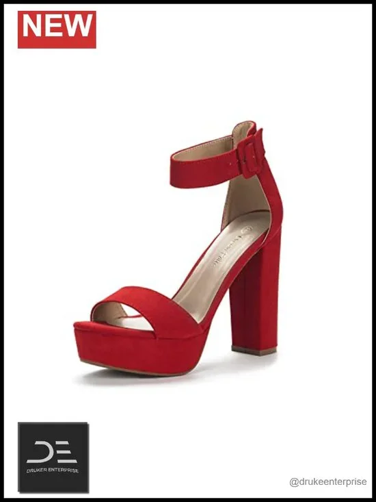Platform Heeled Sandals, Block Heel Ankle Strap Dress Sandals