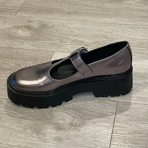 Mary Jane Shoes Women‎ Size 8 Platform Chunky Grunge Metallic Casual