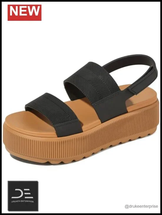 Platform Water Sandals Chunky Wedge Lug Sole Waterproof Hook-Loop Closure