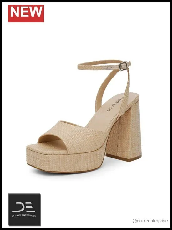 Platform Heels for Women Chunky Heel Open Toe Ankle Strap Pumps