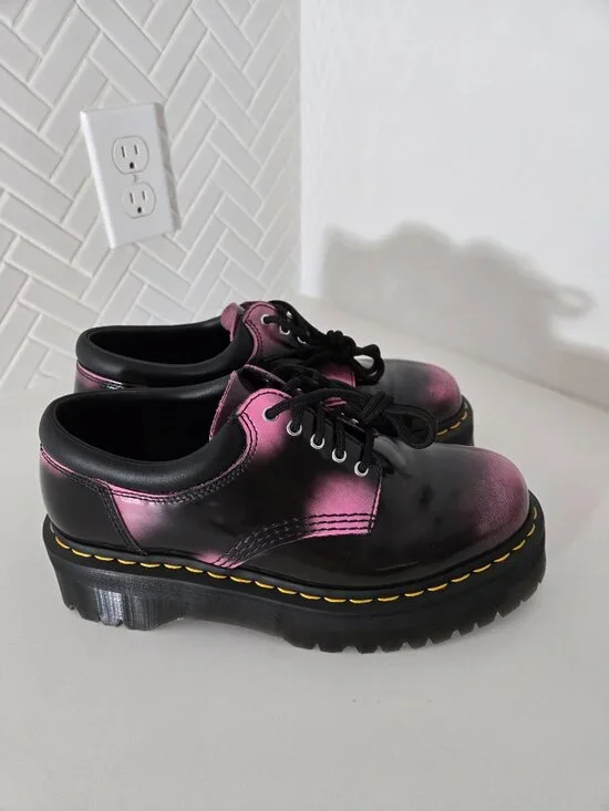 Dr Martens 8053 Quad Black&Pink Arcadia UK7 US Women's 9 Platform Padded Collar