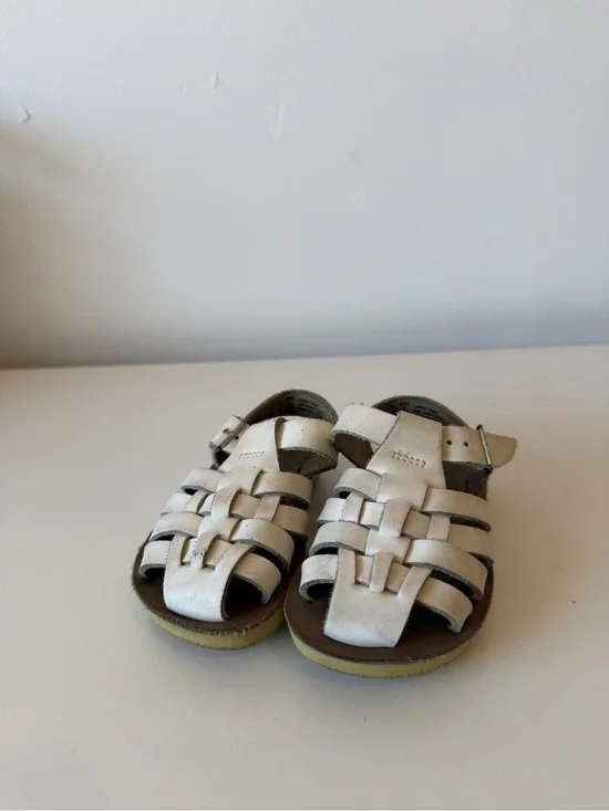 Sun San Kids White Leather Fisherman Sandals with Buckle Strap toddler 6