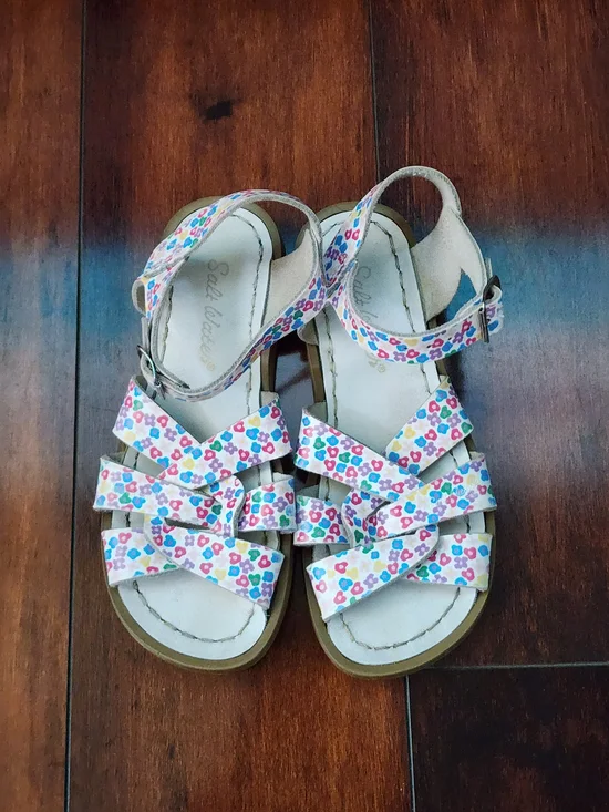 Salt Water Sandals Toddler Size 12 White Floral Leather Buckle Sandals