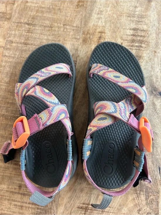 Chaco Kids Multicolor Strappy Sandals - Purplish/Pink, Orange, Blue