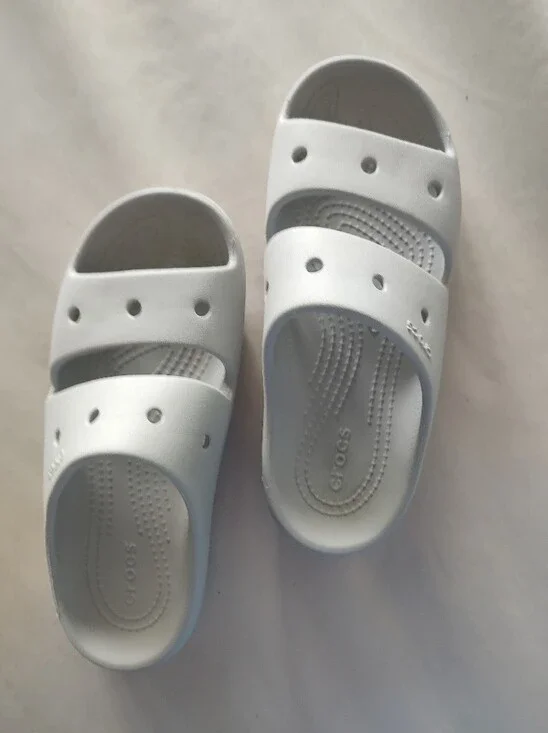 CROCS Women's/Kids' White Slide Sandals with Vent Holes J3, W5