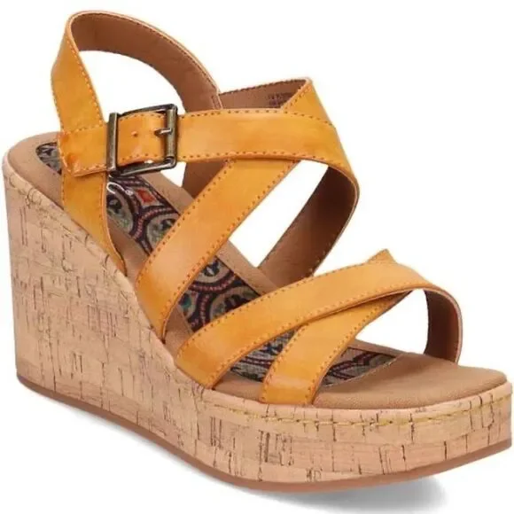 Born BOC MWOT‎ Chiana Mustard Yellow Faux Leather Platform Sandals Sz 11