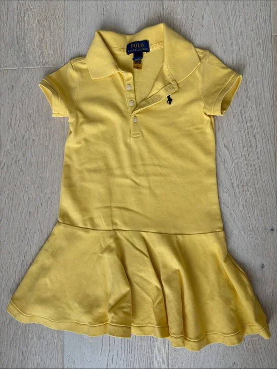 Ralph Lauren Girls Yellow Polo Dress with Embroidered Logo 3T