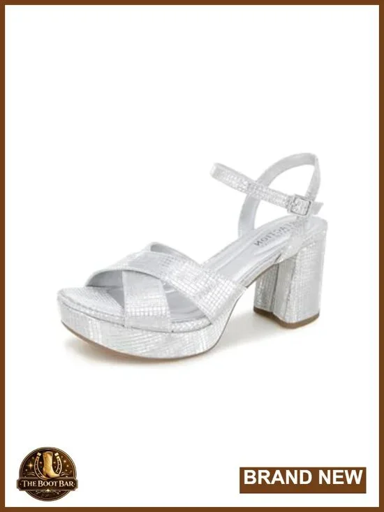Women's Platform Heeled Sandals with Ankle Strap - Block Heel Square Toe