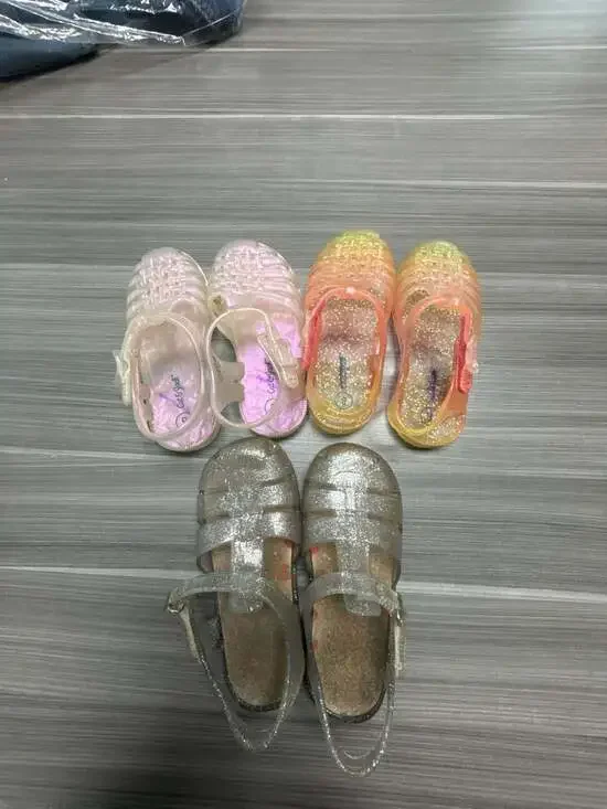Three pairs of toddler, jelly, sandals