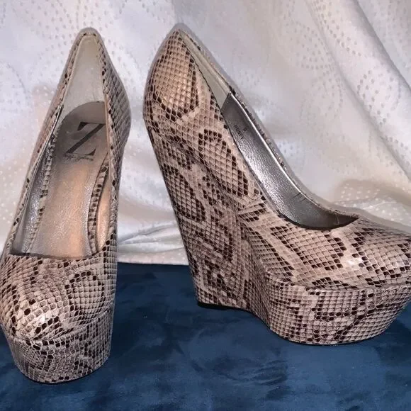 Z Sergio Zelcer Snakeskin Platform Wedges