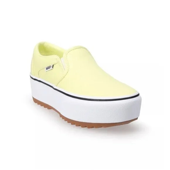 Vans Asher platform st Canvas slip‎ on shoes sneakers sz 8 light green women’s