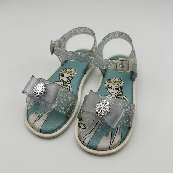 Mini Melissa Mar Disney Baby Sandals Frozen Elsa Blue Jelly Girls Size 10