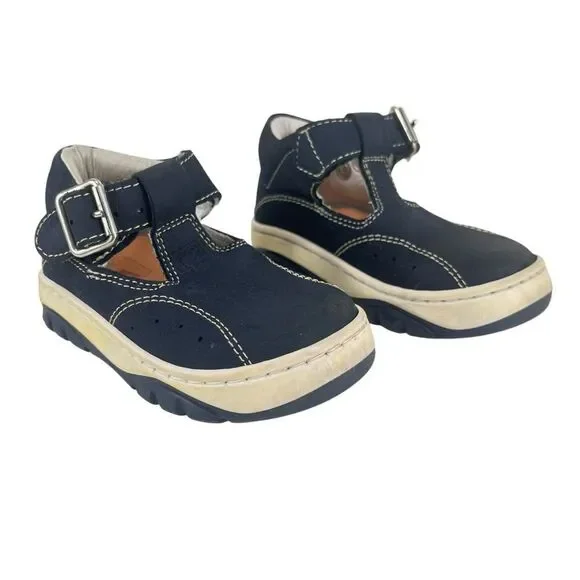 NA! Toddler EU 22 |‎ US 6 Made in Italy Blue Leather Sandal Snap Closure