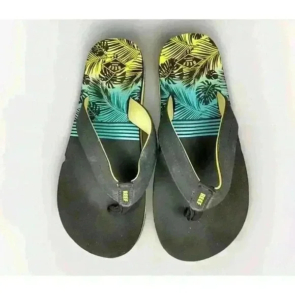 Reef Boys Kids Pool Beach‎ Flip Flops Thongs Sandals Blue Aqua Green 3 US