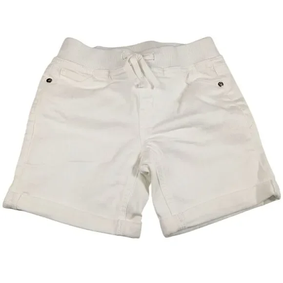 Justice Girls' Slim White Cuffed Stretchy Pull On Shorts - Size 12 SLIM