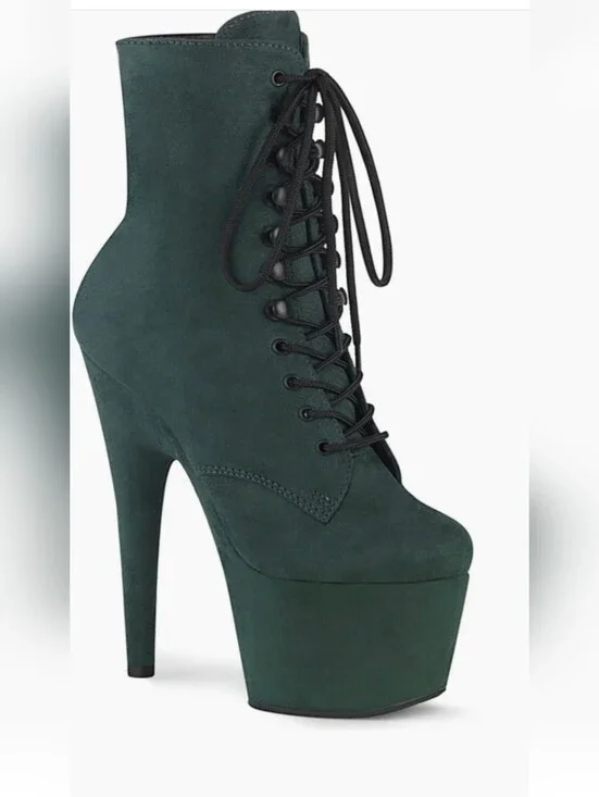 Pleaser ADORE-1020FS Black Faux Suede Platform Ankle Boots - Size 8