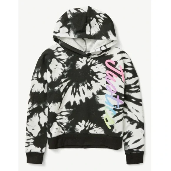 Justice‎ Girls Everyday Faves Fleece Hoodie Sweatshirt Black White Large (12/14)