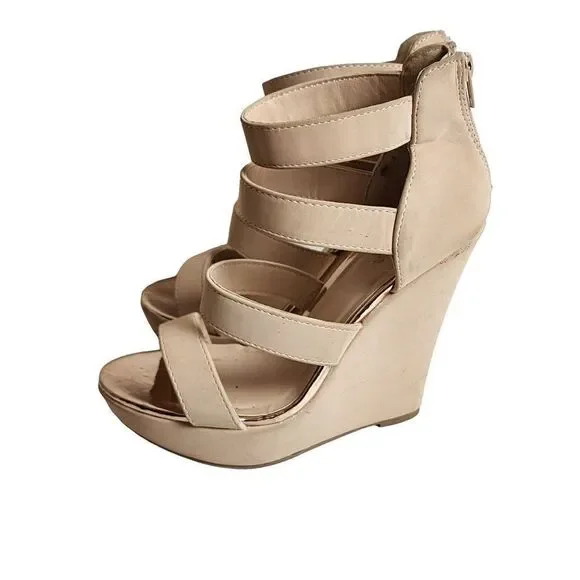 Charlotte Russe Caged Platform Nude Sandals in a Size 8