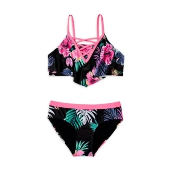Justice Hawaiian Floral Bikini Swim Set