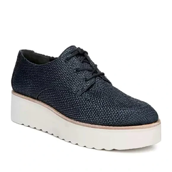 VINCE Women's Zina Raffia Platform Sneakers Black 7.5