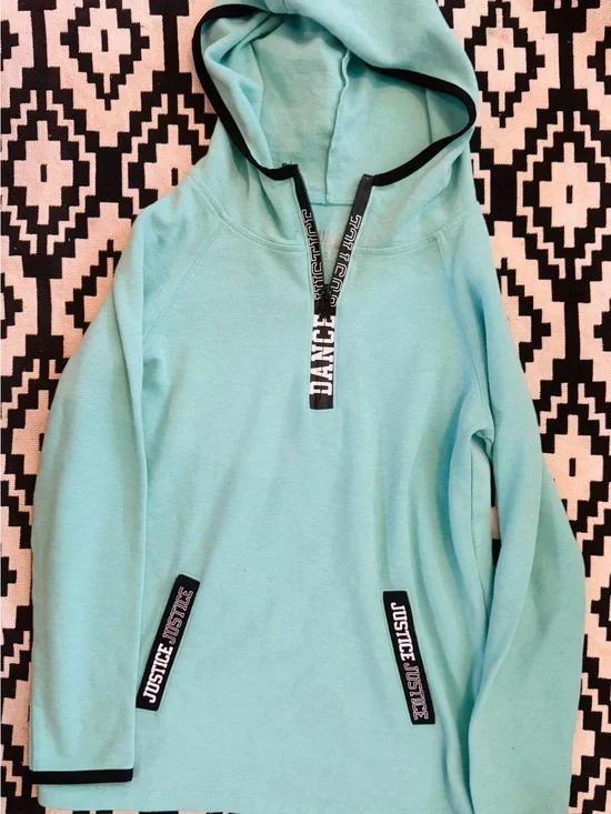 Girls Justice Aqua/Turquoise Hoodie with Black Trim