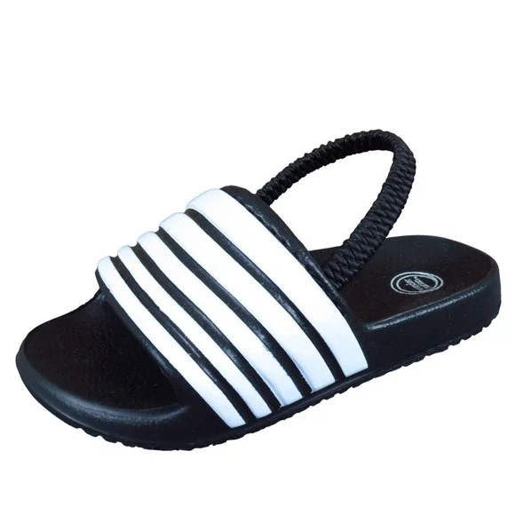 Wonder Nation Toddler Boys Slide Sandal Size 6C Casual Summer Black White Stripe