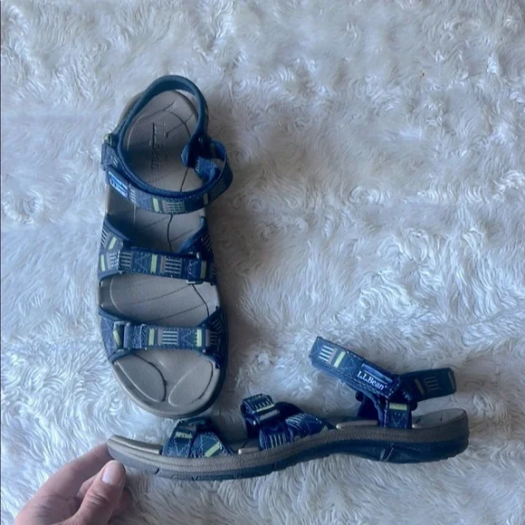 L.L. Bean Blue and Green Outdoor Hiking Sandals Kids Size 5‎