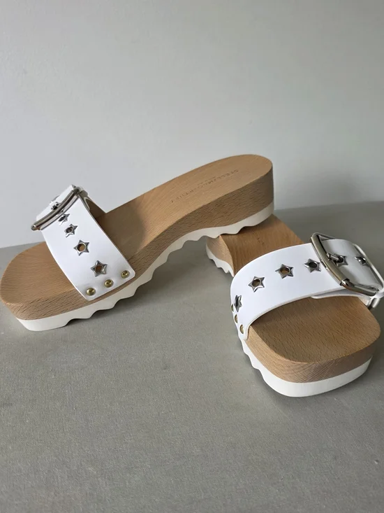 Stella McCartney Elyse Alter Sporty Mat White Platform Slides EU 37 Italy