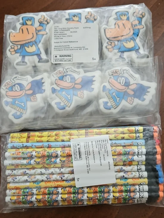 Dog Man Pencils and Squishy Set For Party Favors, Classroom, Treasure Box
