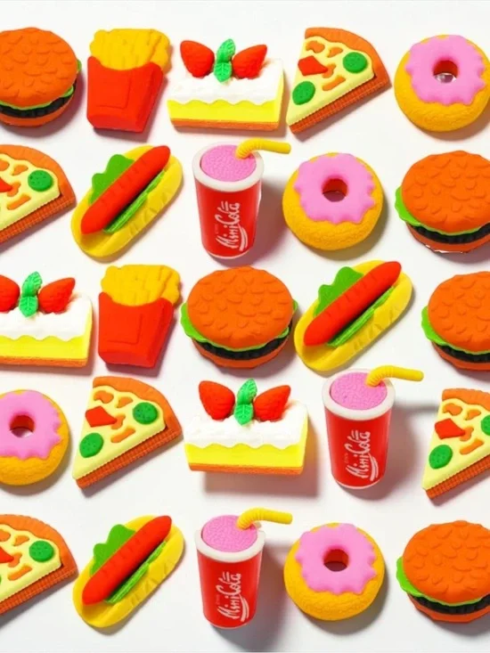 48Pc Food Theme Mini Eraser Bundle Party Favors Classroom Rewards