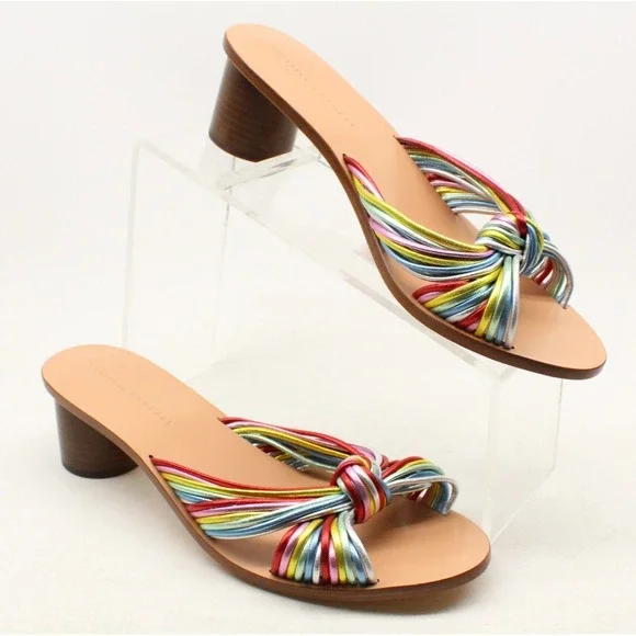 Loeffler Randall Celeste-MN Women's 9.5 B Heeled Sandals Rainbow Knotted Rope‎