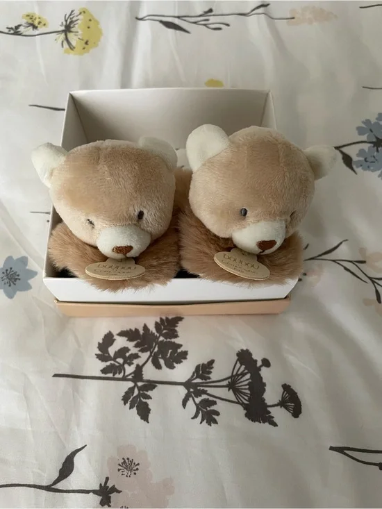 DOUDOU Compagnie Baby Shoe Box - Cream with Brown Logo