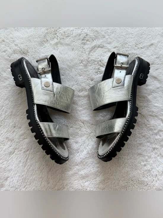 Christian Dior vintage silver women sandals size 35.5 EU Authentic