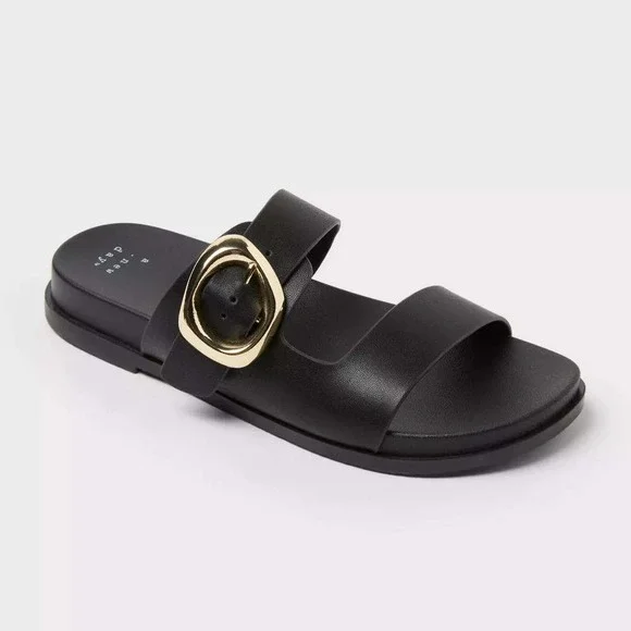 Women's Meg Sandals by A New Day Black Size 6 New With Tags