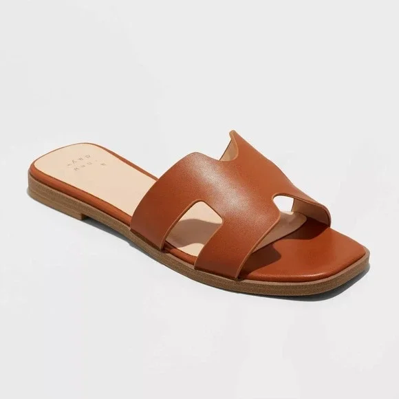Women's Nina Slide Sandals by A New Day Cognac Size 7.5W New With Tags