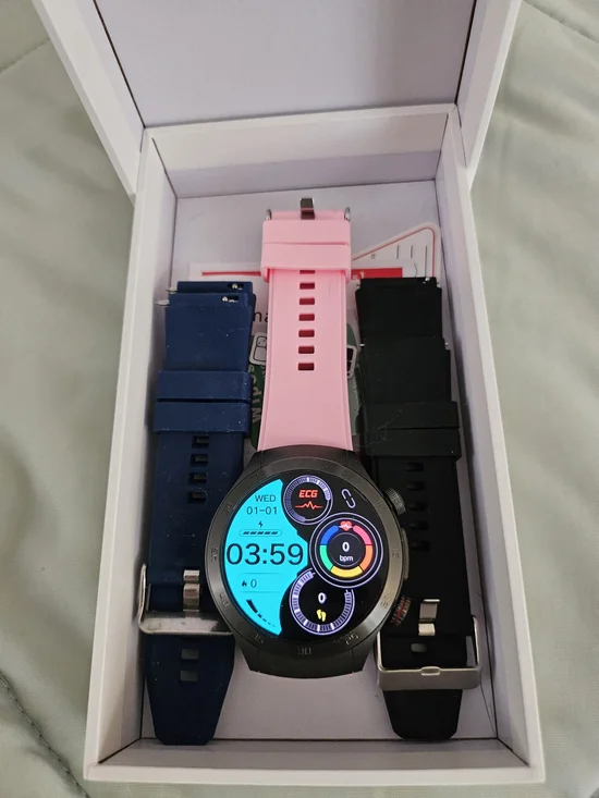 Smart Fitness Watch with Pink Silicone Band