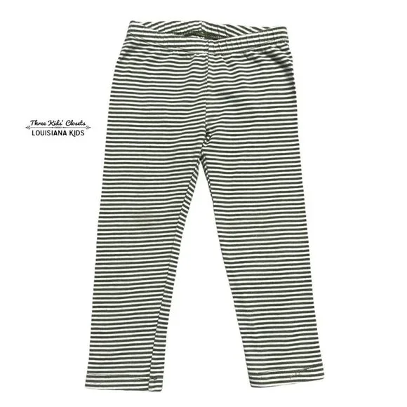 Old Navy 3T Olive Green Striped Leggings