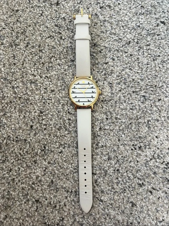 kate spade Cream Strap Gold-Tone Watch with Bird Accent Dial
