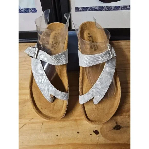 NAOT New Women's Tahoe Classic‎ Thong Sandal Silver Snake 39/ L8