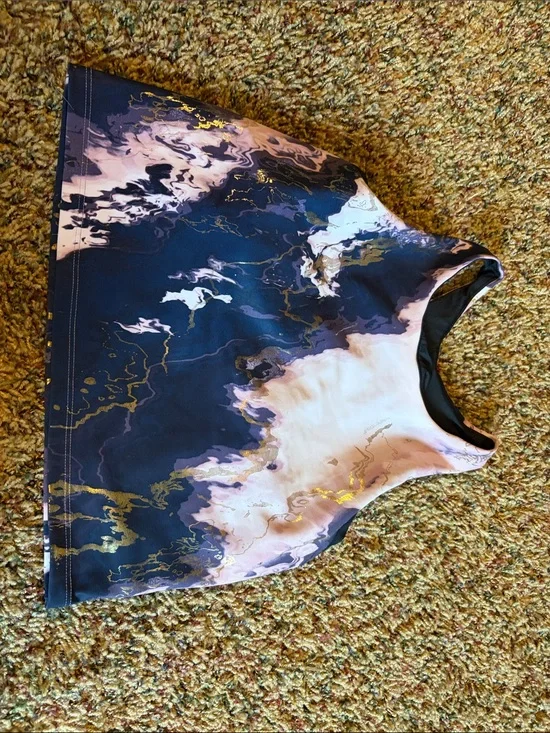 Old Navy Marble-Print Crop Tank Top in Navy, Pink & Gold