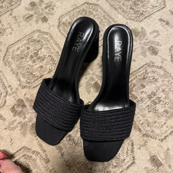 RAYE Black Woven Slide Sandals