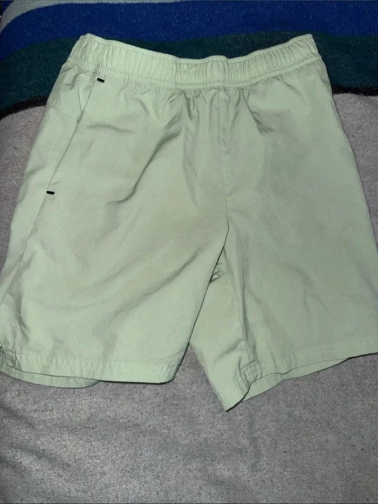 Light Mint Green Casual Elastic Waist Shorts