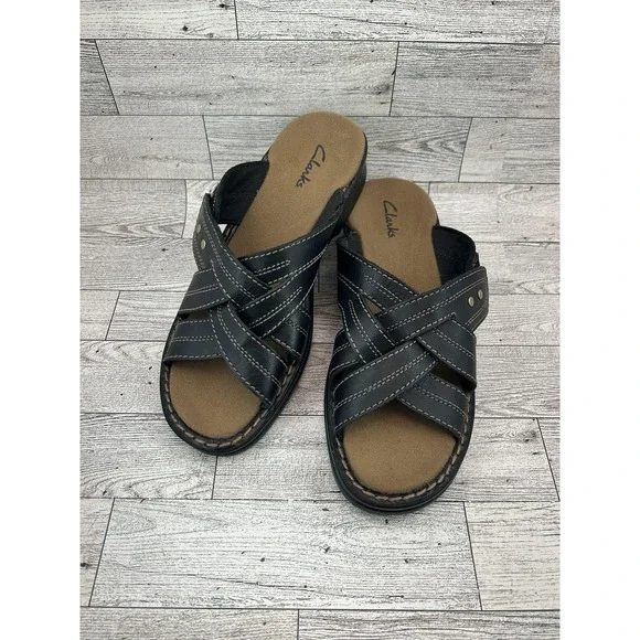 Clarks Sandals‎ Shoes Womens Size 7 Medium Leather Slide Comfort Casual 37319