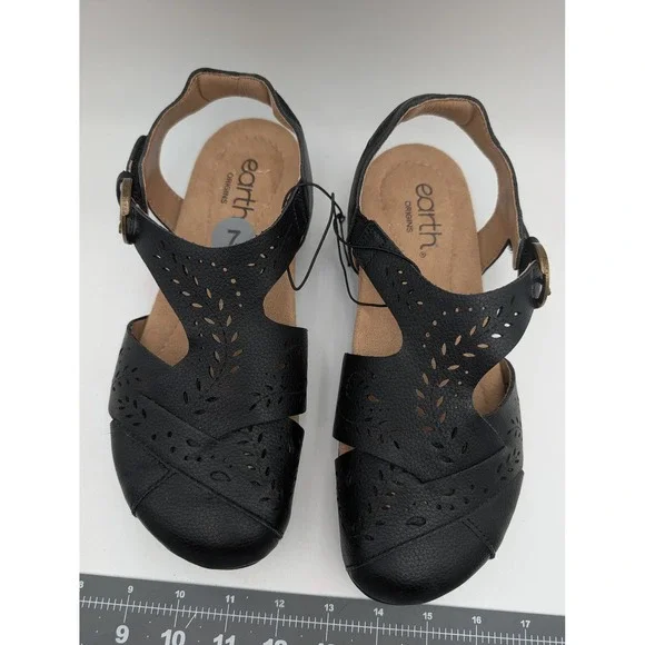Earth Origins Womens Sandals 7M Laser Cut Slingback Black ETBENS13-R