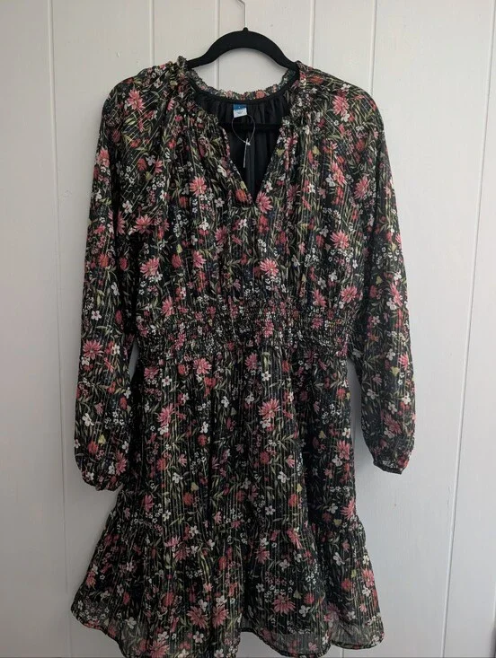 NWT Old Navy Floral & Metallic Boho Dress