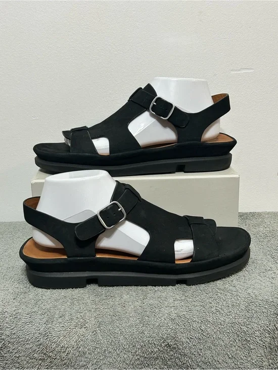L'Amour Des Pieds Villefranche Black Leather Slingback Sandals Womens Size 11